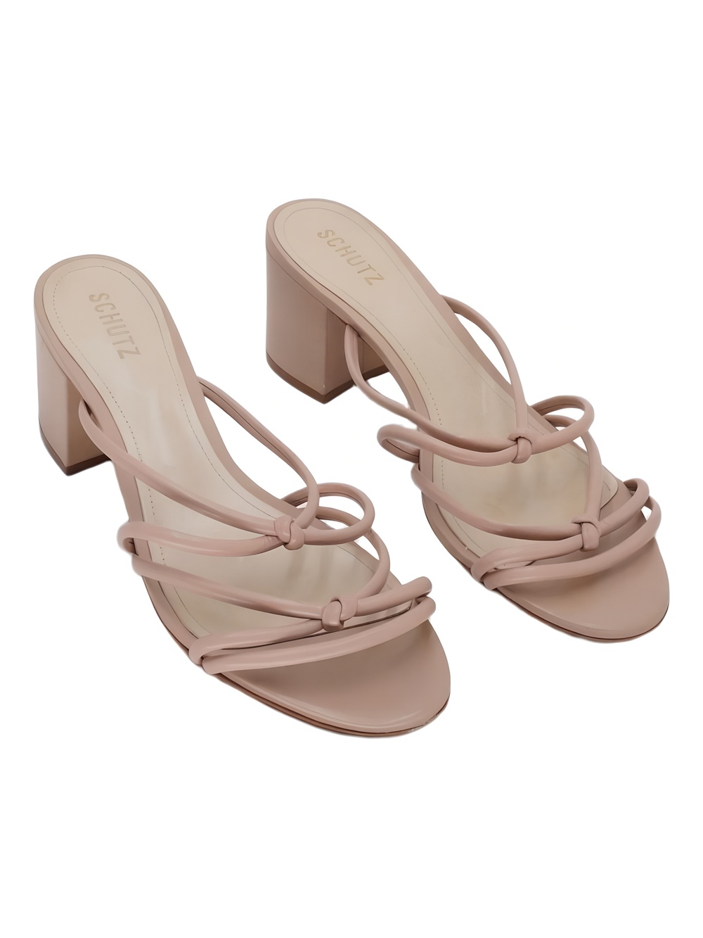 Schutz Princey Strappy Sandal Block Heels Tan Size 11M